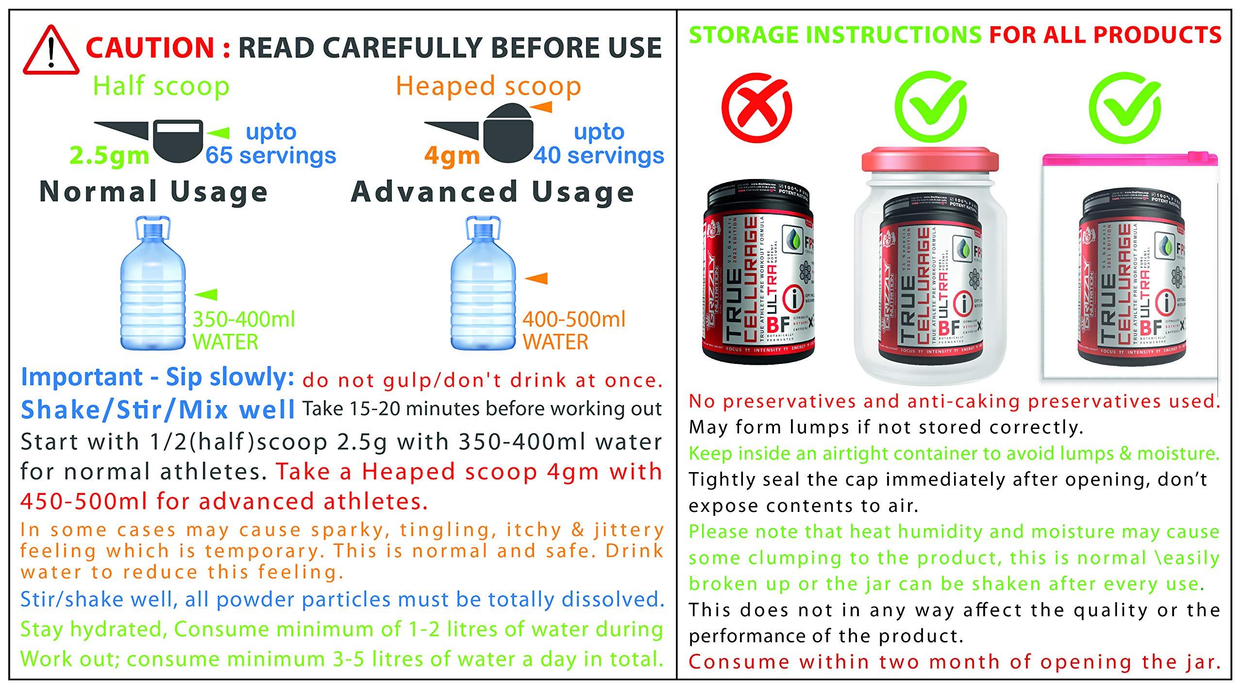 Grizzly Nutrition Grizzly Nutrition , True Cellurage, Pre Workout, Upto 65 Servings, Citrulline, Beta Alanine, Caffeine +13 Performance Boosters,160 Grams (Mexican Pineapple), Powder