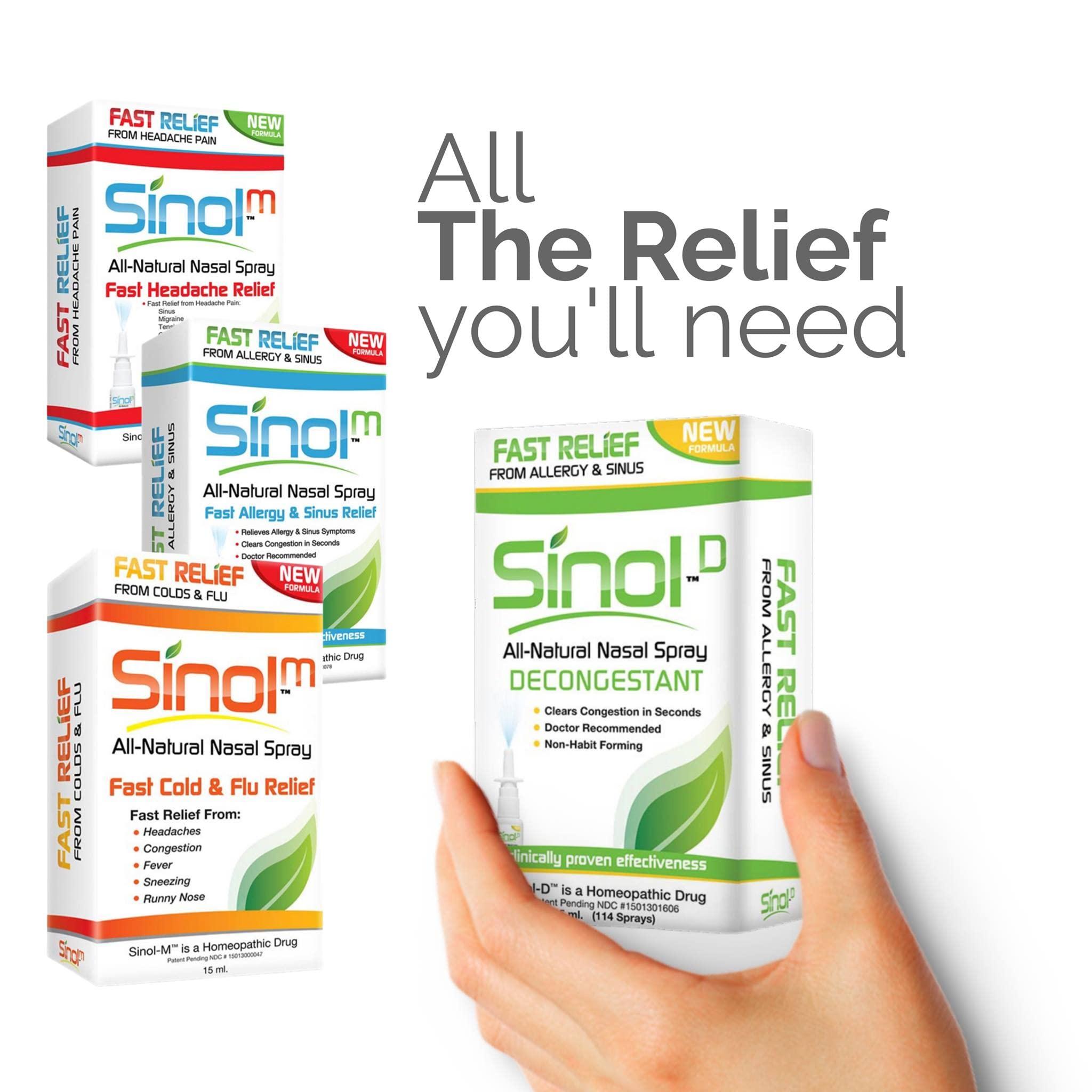 Sinol Sinol Headache Relief Spray, Migraine Cluster Tension (15 ml) (Set of 2) by Sinol