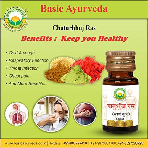BASIC AYURVEDA BASIC AYURVEDA Chaturbhuj Ras with Gold 6 Tablets | Ayurvedic Supplements for Good Health | A Powerful Blend of Natural Ingredients Extra Strength Formula