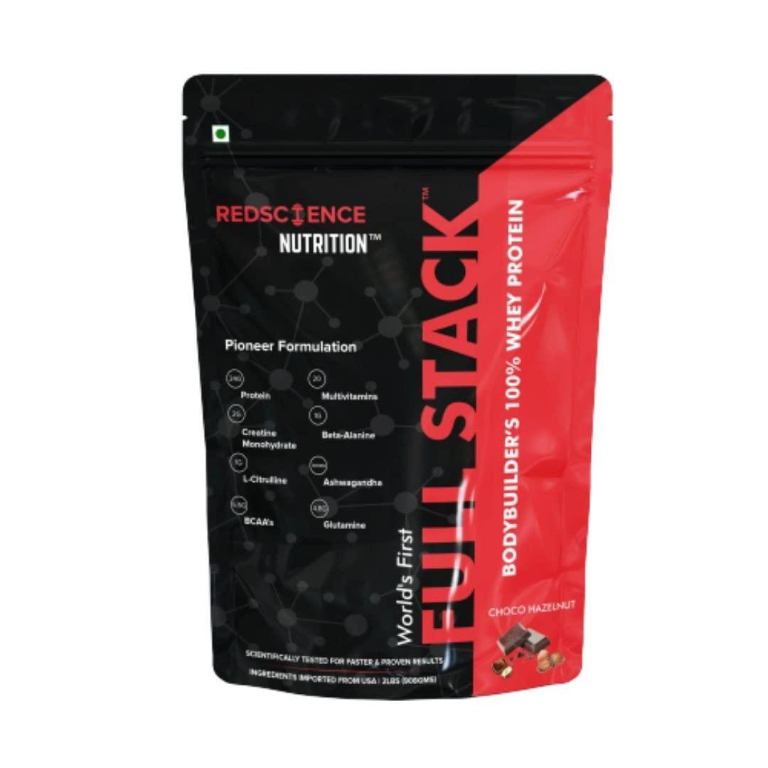 Redscience Nutrition Redscience Nutrition FULL STACK 100% On Whey Protein (With Creatine, Citrulline, Beta-Alanine, Ashwagandha, BCAA, Glutamine & Multivitamins) (Choco Hazelnut)