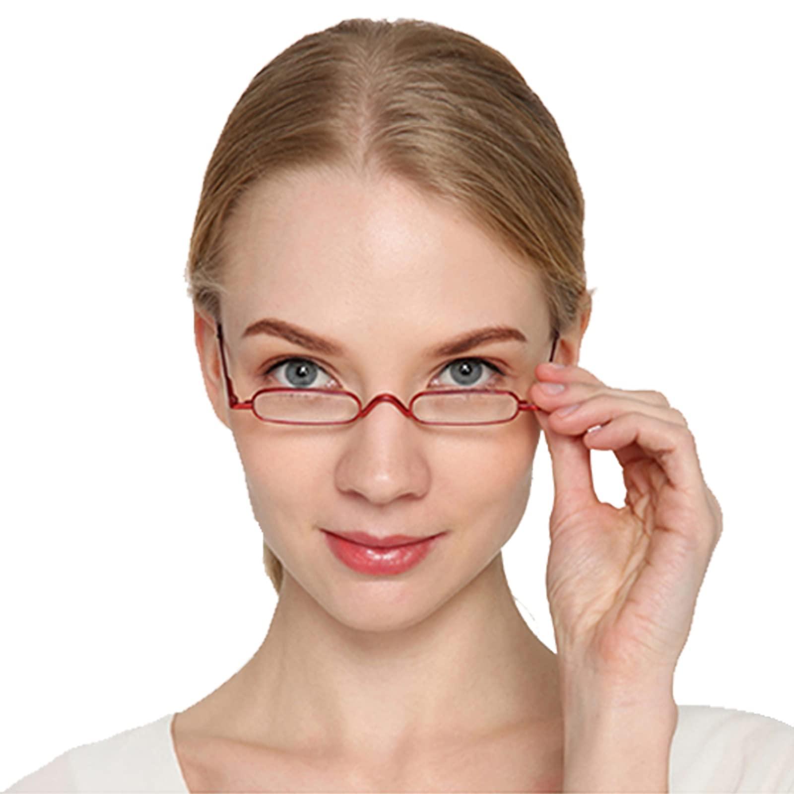 Hubeye Hubeye 3 Pairs Mini Reading Glasses Compact Spring Hinged Slim Pocket Readers with Pen Clip for Easy Carry +2.0