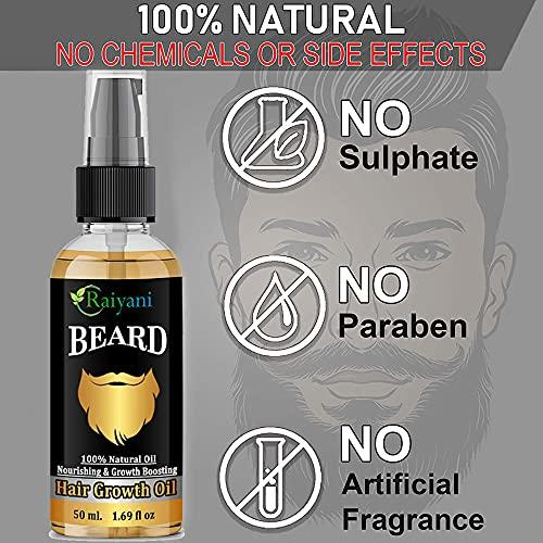 Raiyani Raiyani Beard Growth Oil - 50ml - More Beard Growth, With Redensyl, 8 Natural Oils including Jojoba Oil, Vitamin E, Nourishment & Strengthening, No Harmful Chemicals