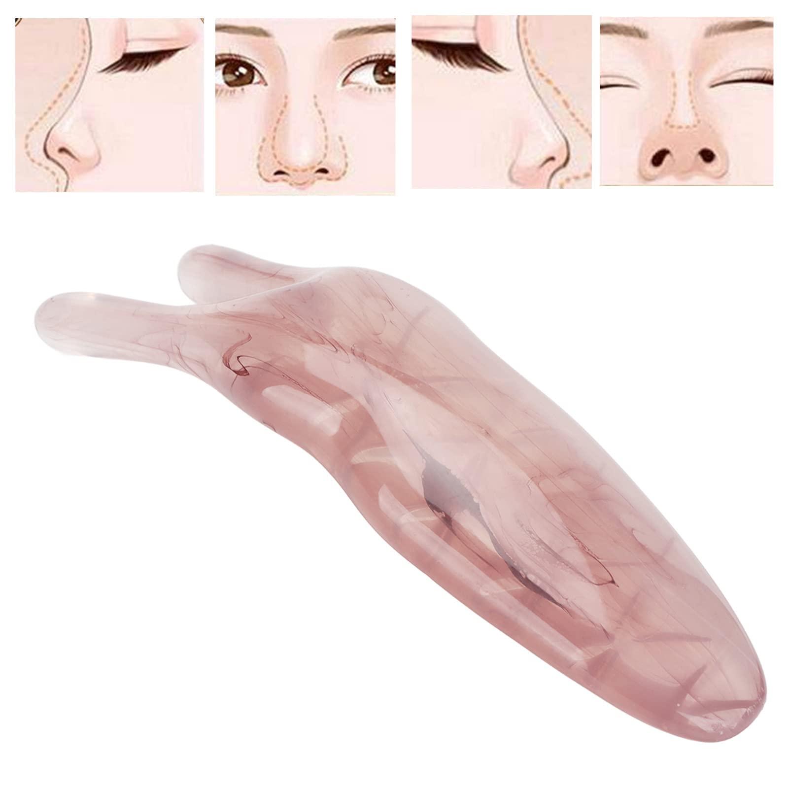Zhimu Resin Nose Scraping Stick, Longicorn Painless Nose Scraper for Women Roman Nose for Home (Brown)