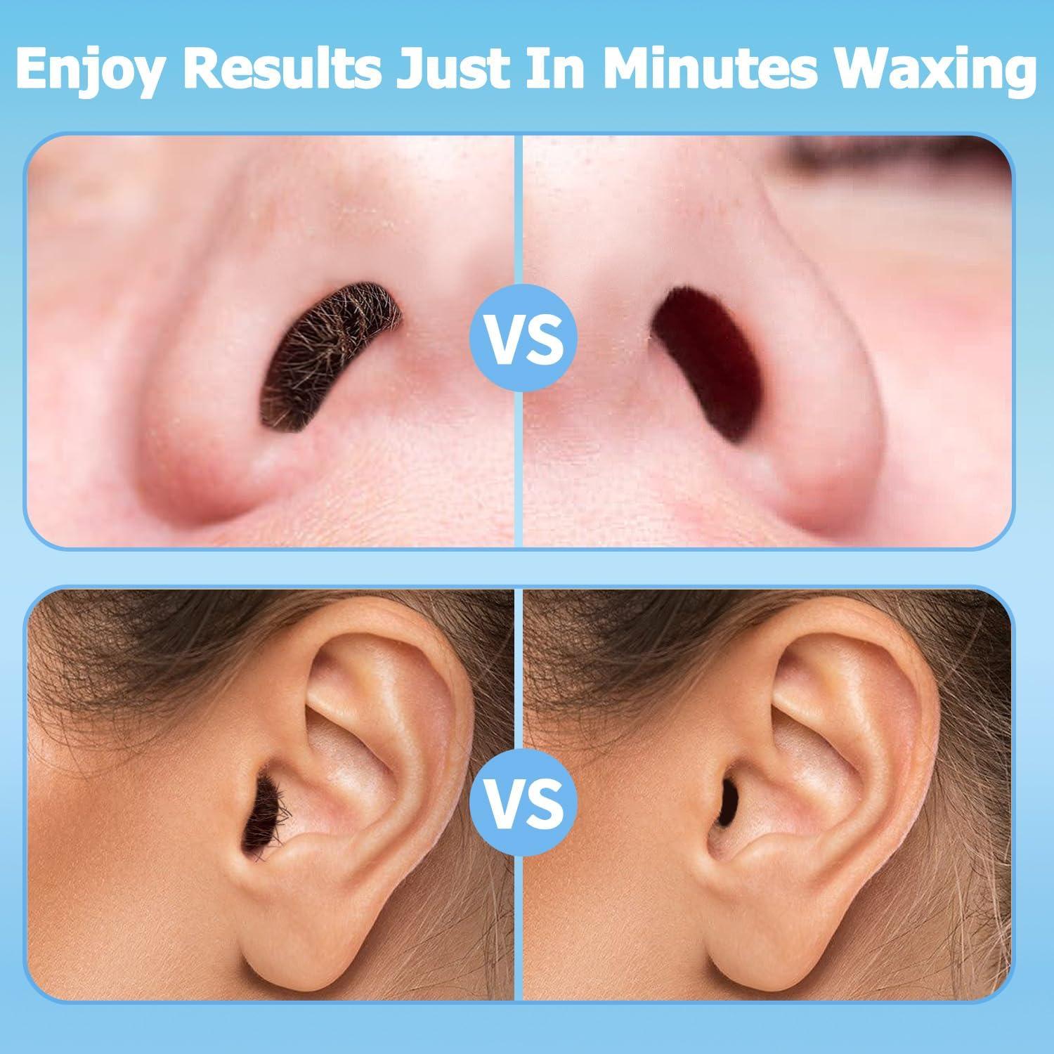 CoFashion CoFashion Nose Wax Kit for Men Women, Nose Hair Removal Waxing Kit Eyebrows Ears Lips Facial Nose Hair Remover Wax with 50g Hard Wax Beads 20 Applicators 10 Paper Cups 8 Moustache Protectors & 1 Measuring Cup