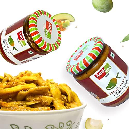 Add me Add me Hing achar Mango Pickle 1Kg Without Oil. heeng aam ka Pickles 2 x 500gm Glass Pack