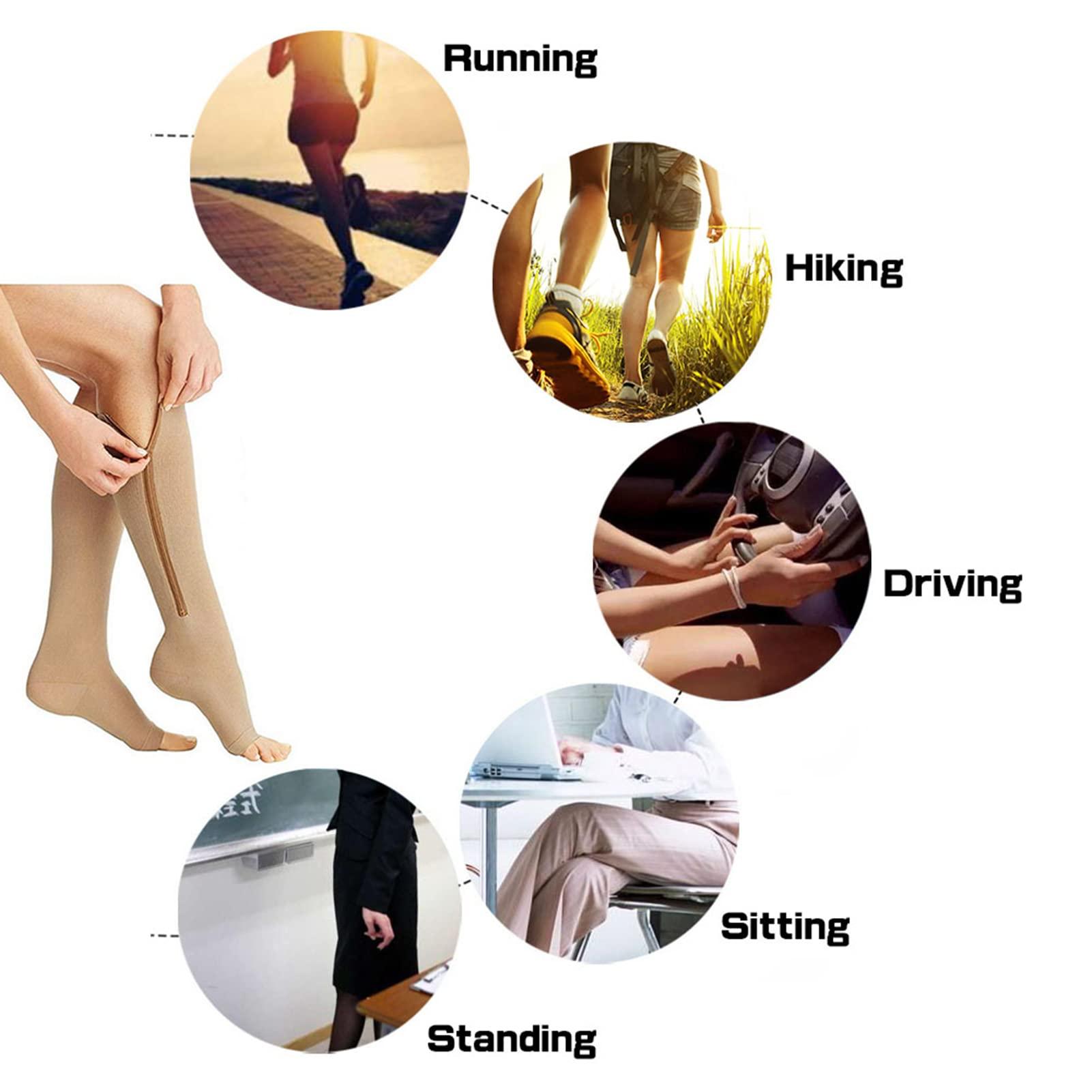 Qunan Qunan Pair of Sos Zip r Leg Calf Sleeves for Running Hiking Ro Climbing Driving Standing Flying Swelling Pain Relief