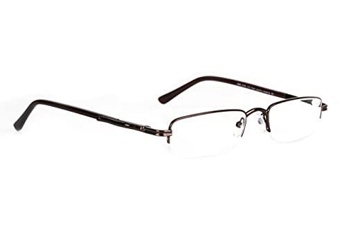 IMPULSE IMPULSE Metal Half Rim Near Vision Reading Glasses For Men and Women (+2.00, Brown)