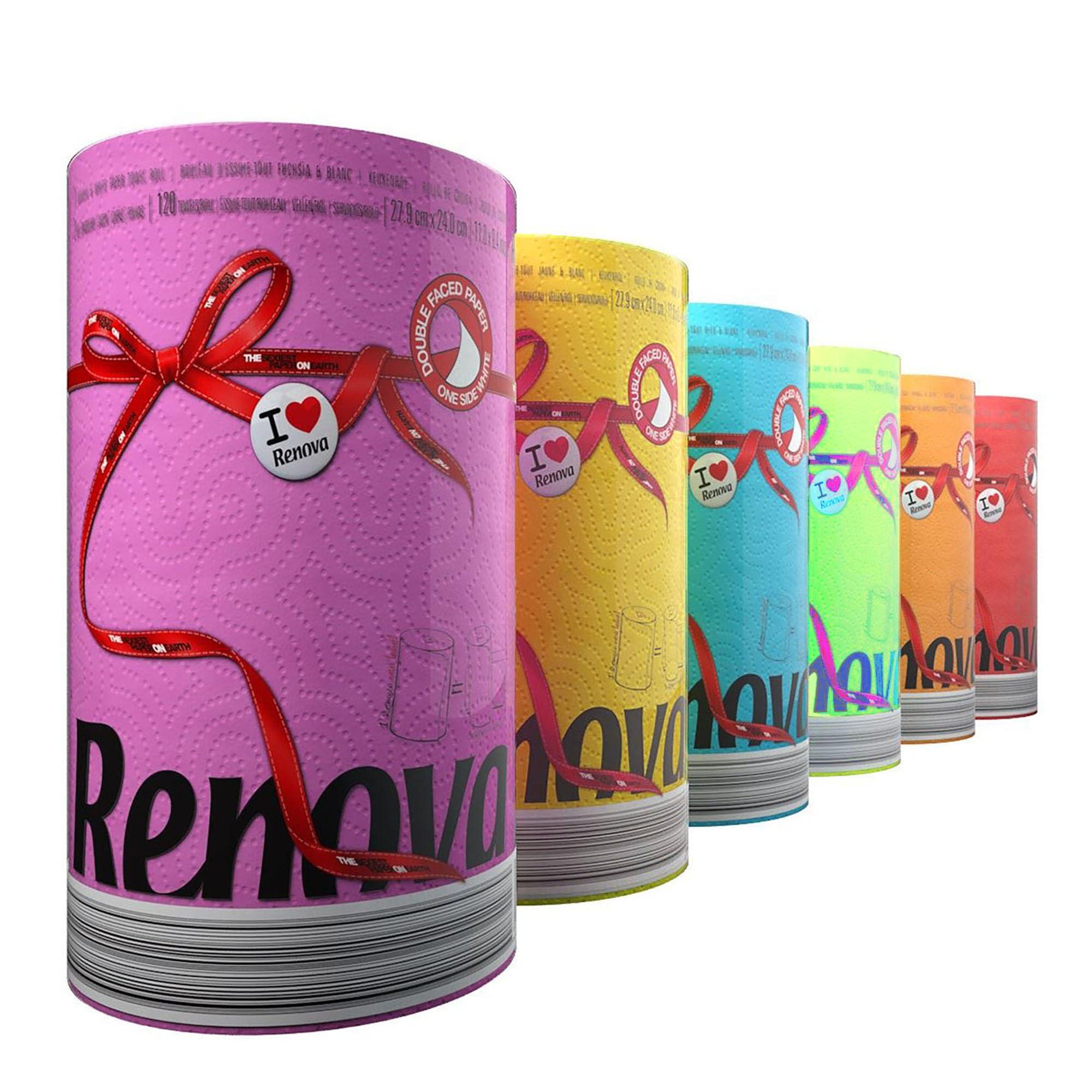 Renova Renova Paper Jumbo Kitchen Towel, 120 Pulls, 2-ply, Strong & Extra Absorbent, Red | 100% Virgin Pulp (1 Jumbo Roll is Equivalent to 3 Regular Rolls)