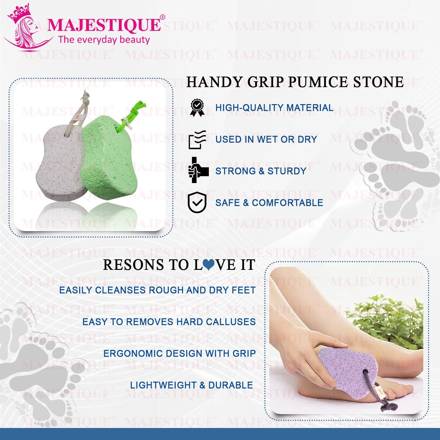 MAJESTIQUE Pumice Stone for Feet 2 pcs, Majestique Natural Lava Pedicure stone for Body, Bath Stone, Pumice Stone Remove Dead Skin for Hand, Pubic Stone Scrubber Foot Stone Exfoliating, Foot, Elbows