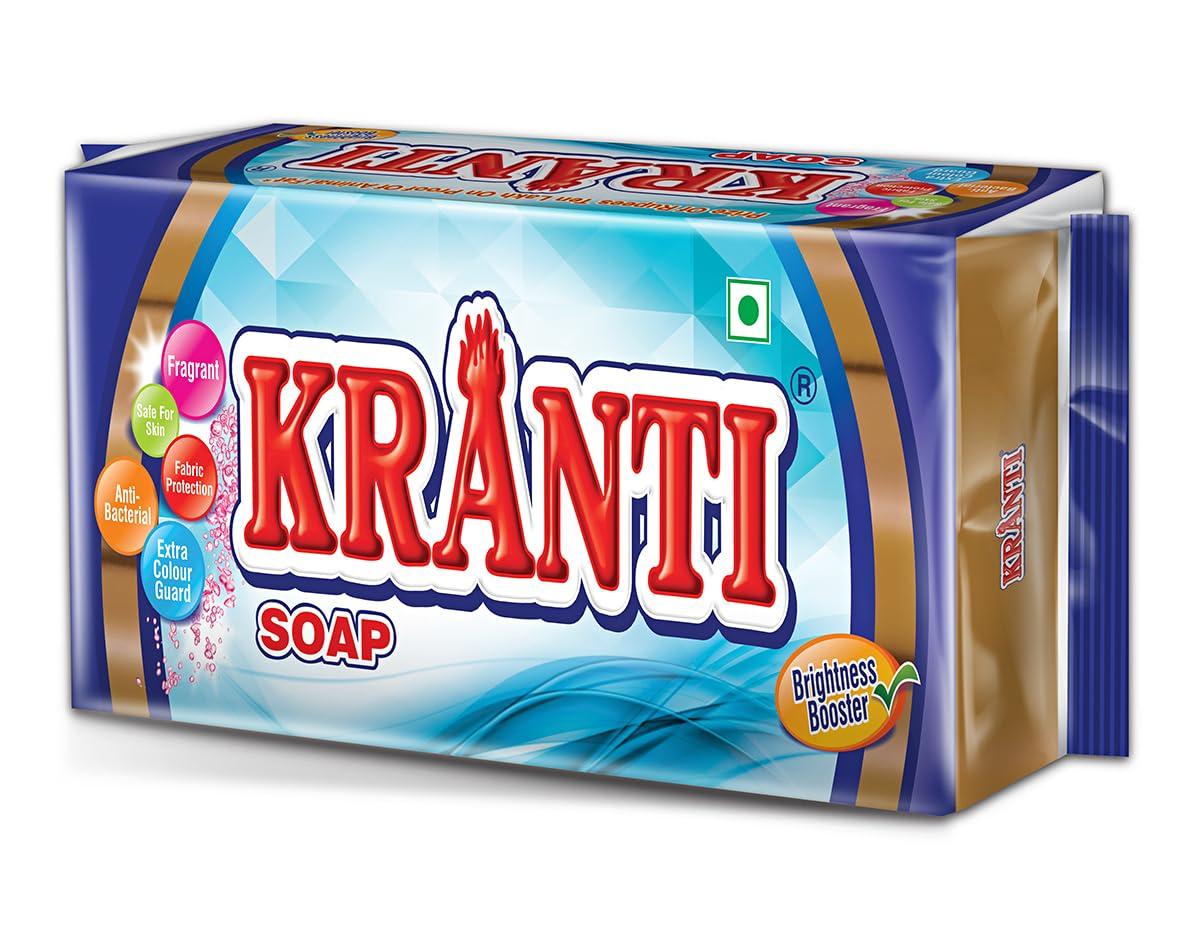 Kranti Kranti Brown Laundry Soap | Transparent Detergent Bar (Pack of 5 x 100g)