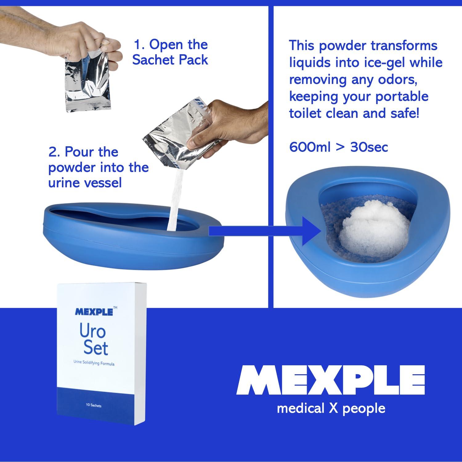 MEXPLE MEXPLE UroSet Urine Solidifier Urine Absorbent Powder | Urine Absorbent Magic Gel Turns Urine into Gel Immediately | Bio Gel Gelling Agent for Portable Waste and Pet Loo | 10 Sachets of 10gms in 1 Pack