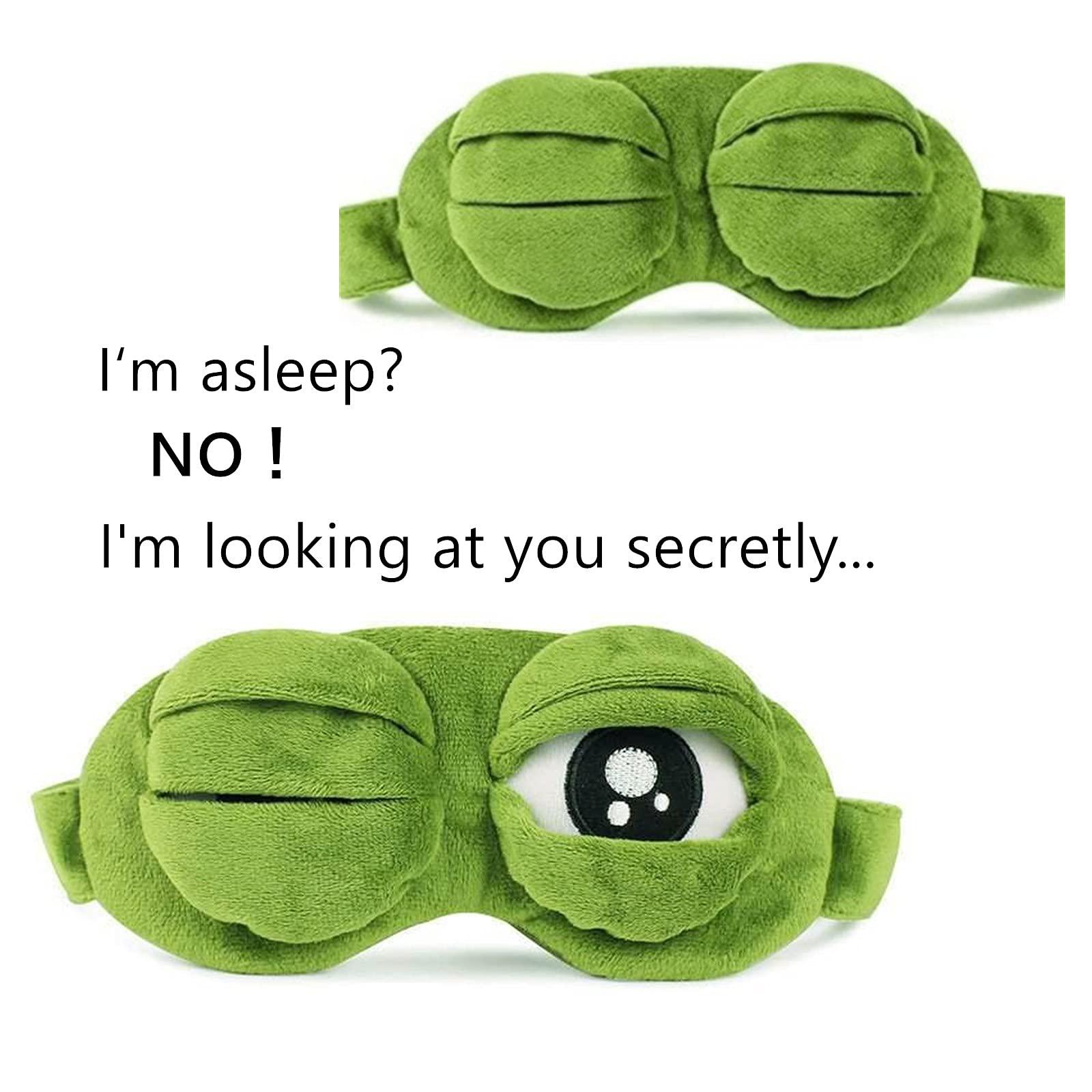 bumsufon Sleep Masks for Women,Cute Frog Funny Eye Masks for Adults Kids Funny Blindfold with Eyes Open Sleep Mask Sleep Mask for Sleeping