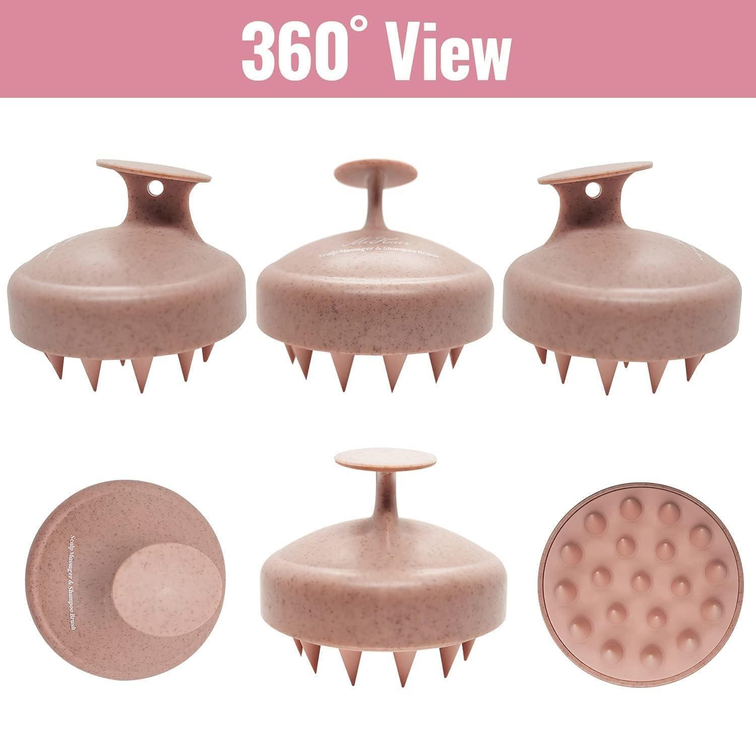 MR.SHOPPERS Mr.Shoppers Scalp Massager Shampoo Brush,Eco-Friendly Wheat Straw Body With Soft Silicon Bristles,Hair Scalp Scrubber,Scalp Exfoliator Dandruff Removal,Prevents Hair Loss For Men,Women (Pink Dotted)