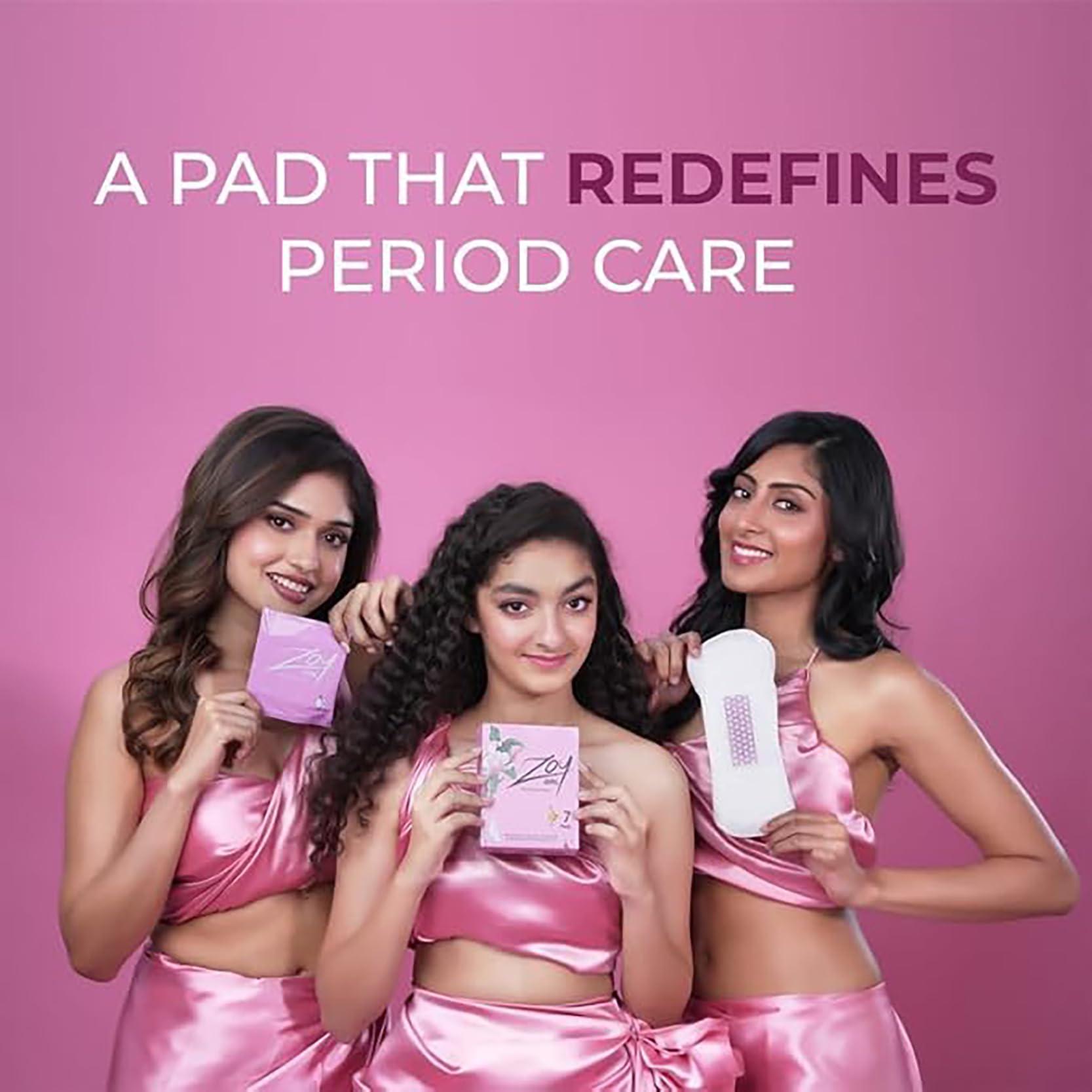 ZOY ZOY Premium Soft Sanitary Pad For Women | Made Safe Certified, High Absorption, Ultra Thin, Breathable, Leak Lock, Toxic Free, Rash Free, Allergy Free, Clinically Tested, Gynaecologist Recommended | Size - Size - Large, Medium Flow, 290mm | Pack of 1