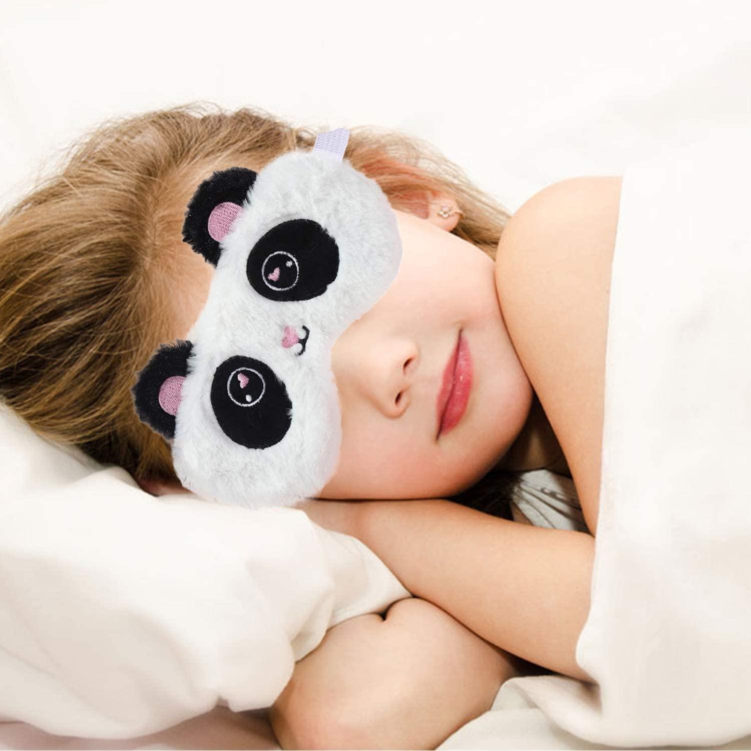 AUXA AUXA ute Panda Sleeping Mask Soft Fluffy Plush Blindfold Funny Novelty Sleep Mask Eye Cover Eyeshade for Girls Boys Women Men Kids Night Nap Travel Meditation 1pc