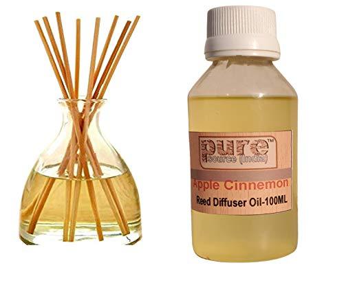 Pure Source India Pure Source India Reed Diffuser Oil Apple Cinnamon - 100 Ml, Reed Sticks - 8 Pieces, Natural White