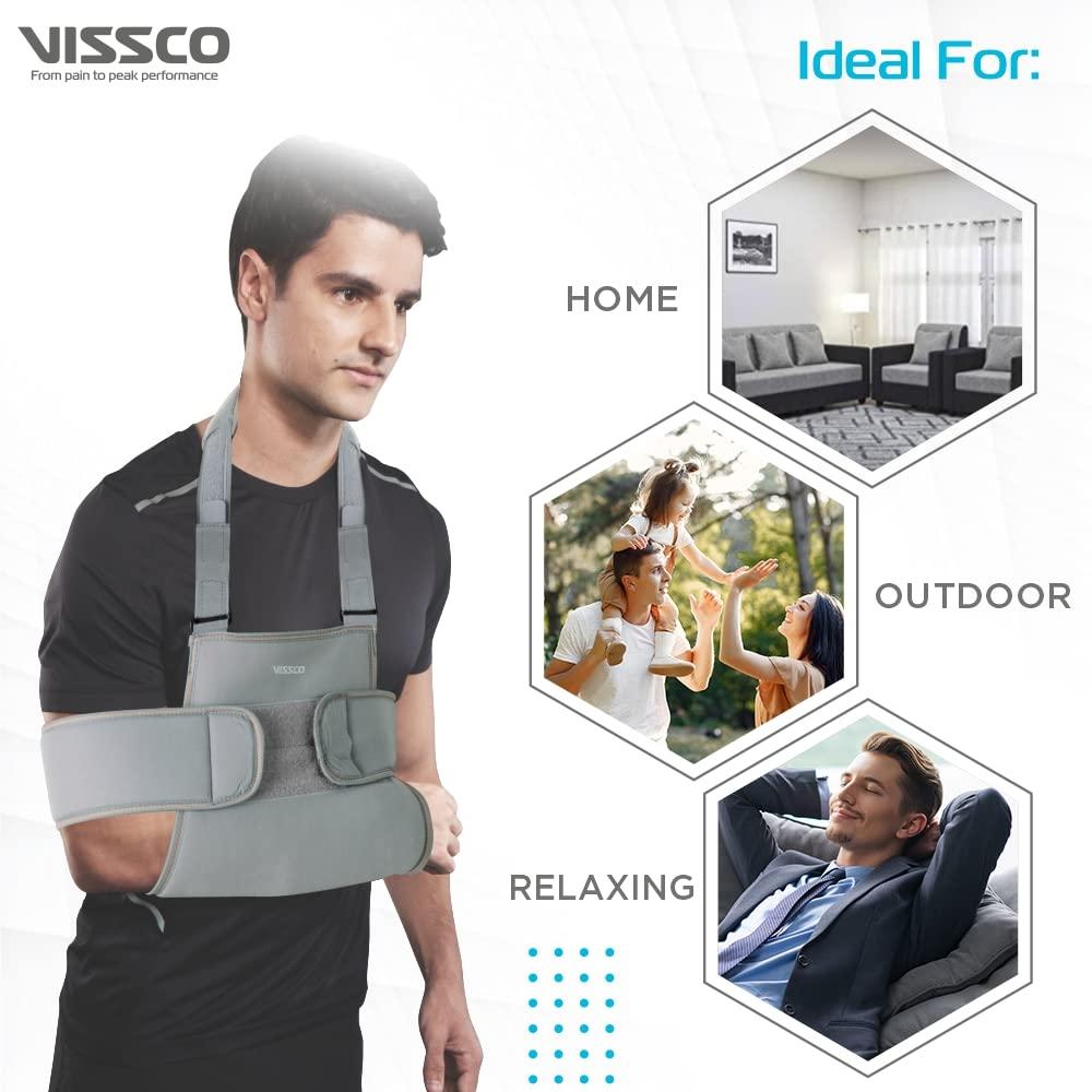 Vissco Vissco Shoulder Immobilizer, Shoulder Support for Shoulder Dislocation, Joint injuries, Pain Relief Belt, Support Brace, Pain Reliever for Rotator cuff injury, Post paralysis - Large (Grey)