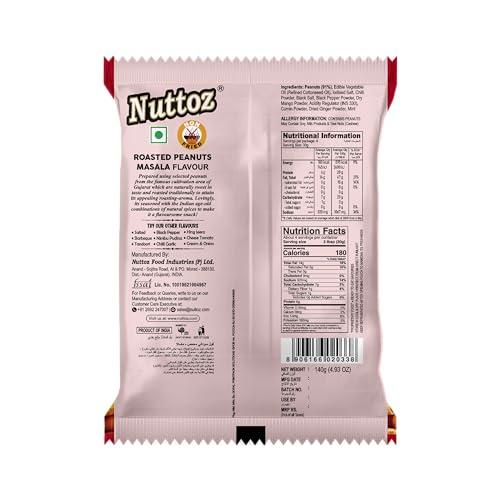 Nuttoz Nuttoz Masala Peanuts Roasted - Spicy Roasted Peanuts (Mungfali) - NonFried Healthy Ready to eat Snacks & Namkeen (pack of 2 x 140 Gm)