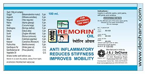 J & J DECHANE J & J DeChane - Remorin 100ml Oil - Pack of 3 - Oil for Joint Pains