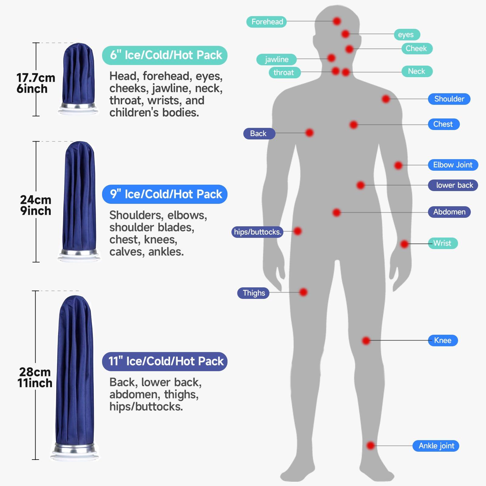 BICAREE BICAREE Ice Pack for Injuries Reusable, Ice Bags Hot Water Bag for Hot & Cold Therapy and Pain Relief with Cover, No-Leak Elastic Breathable Ice Bag, Size 9", Blue