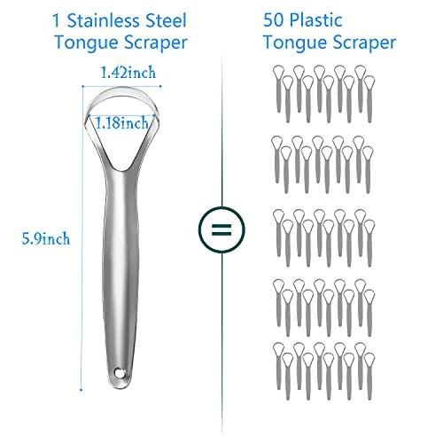 Sestball 2 Pack Tongue Scraper Cleaner for Adults & Kids, Medical Grade Metal Tongue Scrapers with Travel Case, Wide-Head Tongue Cleaners Set for Fresh Breath Dental Eliminate Bad Breath in Seconds