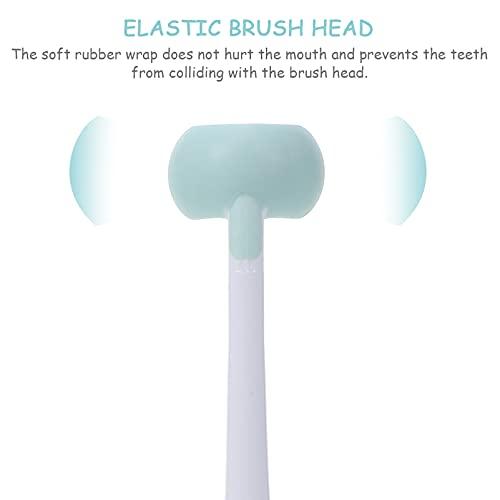 KTMGlobal KTM 3 Sided Autism Toothbrush Kids Toothbrush Soft Bristle Toothbrush Toddler Toothbrushes Sky- blue