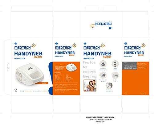 HandyNeb Nebulizer: Adult Mask, Adult Mouthpiece, Medicine Bottle Cap with integrated baffle, Medicine Bottle Cup, Air Tube, Child Mask.