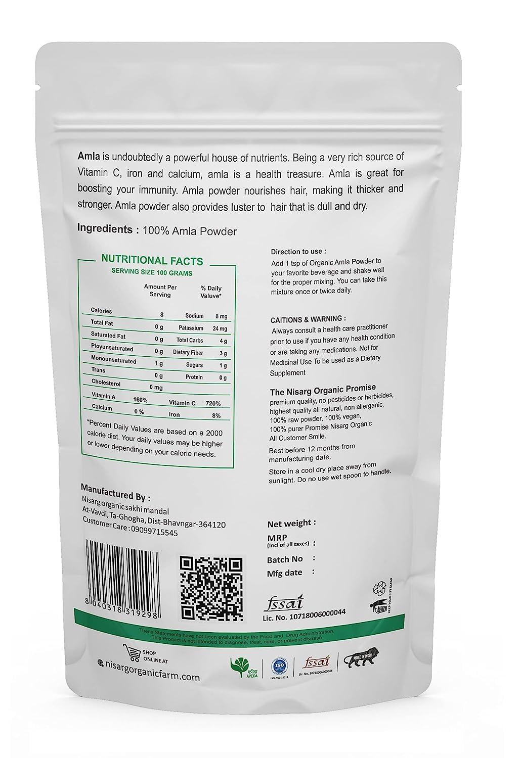 NISARG ORGANIC FARM NISARG ORGANIC FARM Combo of Amla, Giloy, and Gokhru Powder I Traditional Method Made I Pure Herbal & Ayurvedic I for Immunity booster, Hair Growth, Face & Skin Care Overall Health & Wellness (200gm)