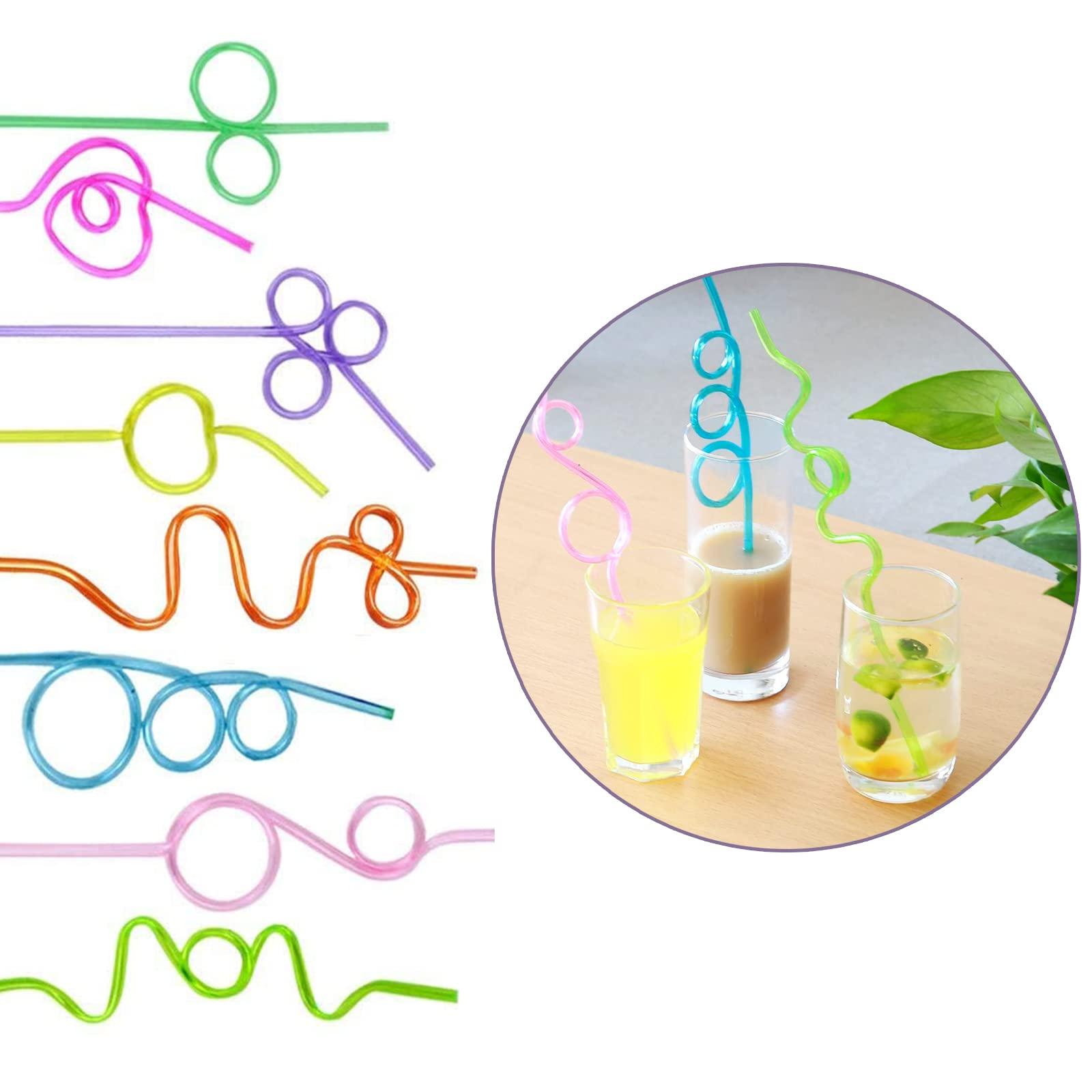 SAFE-O-KID Safe-O-Kid Newly Launched- REUSEABLE Straws for Kids, Funny Twists Drinking Straws for Birthday Parties,Colourful,8 Pcs, Assorted Colours