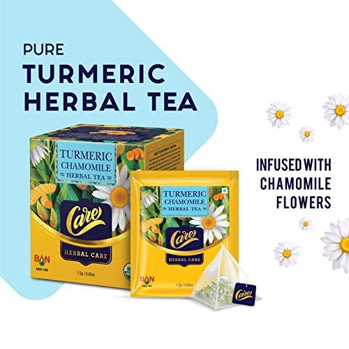 CARE CARE Turmeric Chamomile Herbal Tea - 60 Tea Bags | Pack of 4 (15pcs X 4 Pack) | Chamomile Green Tea | Chamomile Herbal Green Tea