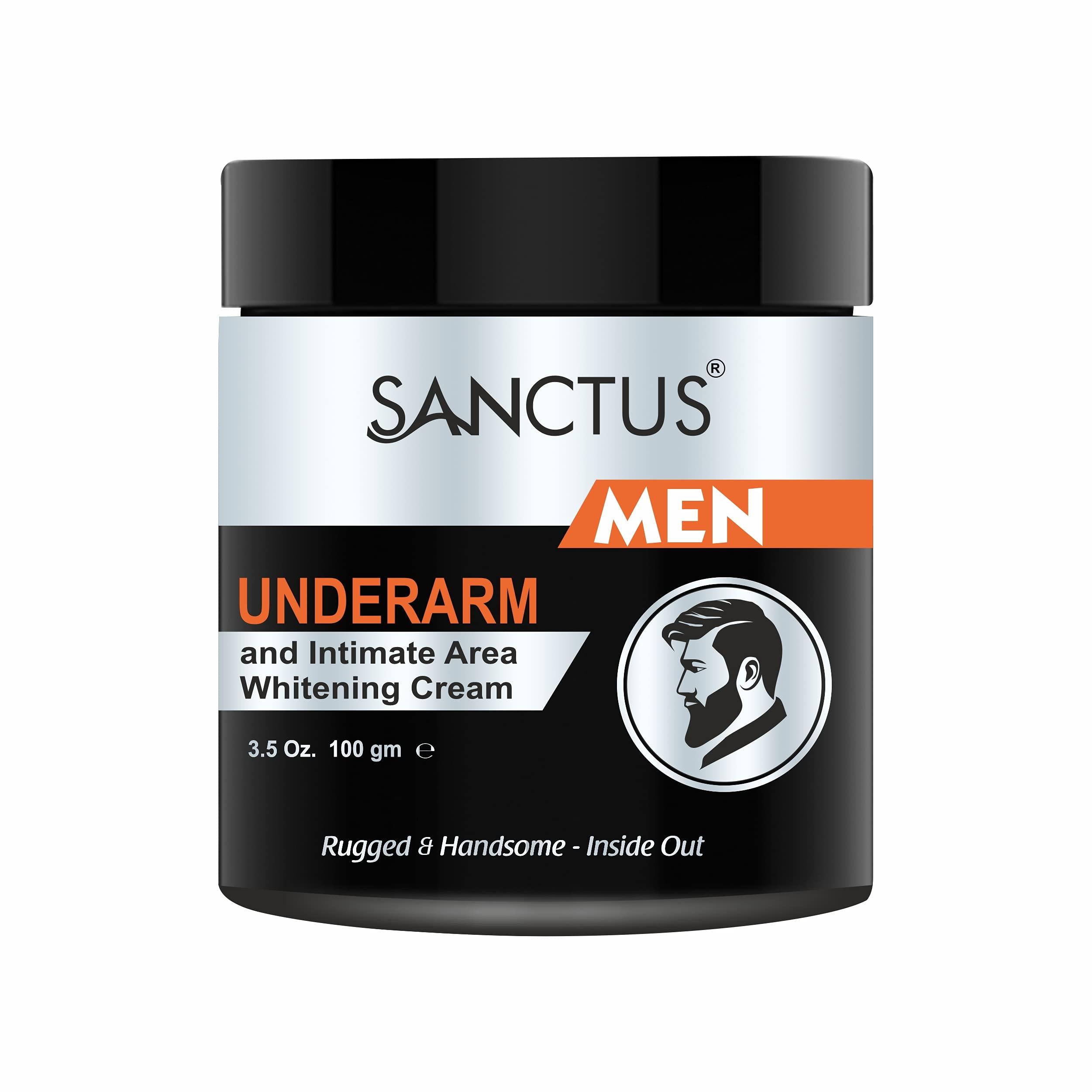 SANCTUS Sanctus Underarm and Intimate Area Whitening Cream with Non Sticky and Advanced Odor Control Formula for Men (100 gm)