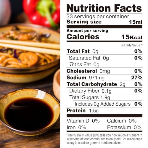 Kikkoman Kikkoman Naturally Brewed Soy Sauce - 500ml | Made in Japan, All Purpose Seasoning - 4 ingredients- Soy Beans, Salt, Water, Wheat | Vegetarian, No Added Colour or Preservatives