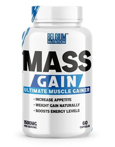 Belgium Nutrition Belgium Nutrition Bulk Gain Mass & Weight Gainer Capsule for Fast Weight & Muscle Gain, Muscle Building Weight Lifters Supplement Muscle Growth, Stamina & Strength - Men & Women, 60 Cap. | Free Shaker