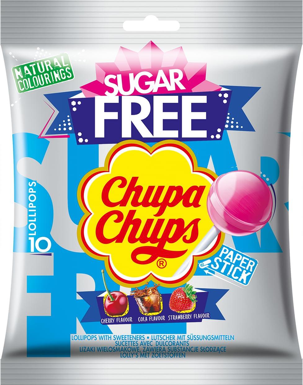 Chupa Chups Chupa Chups Sugar Free Assorted 10 Lollipops, 110g