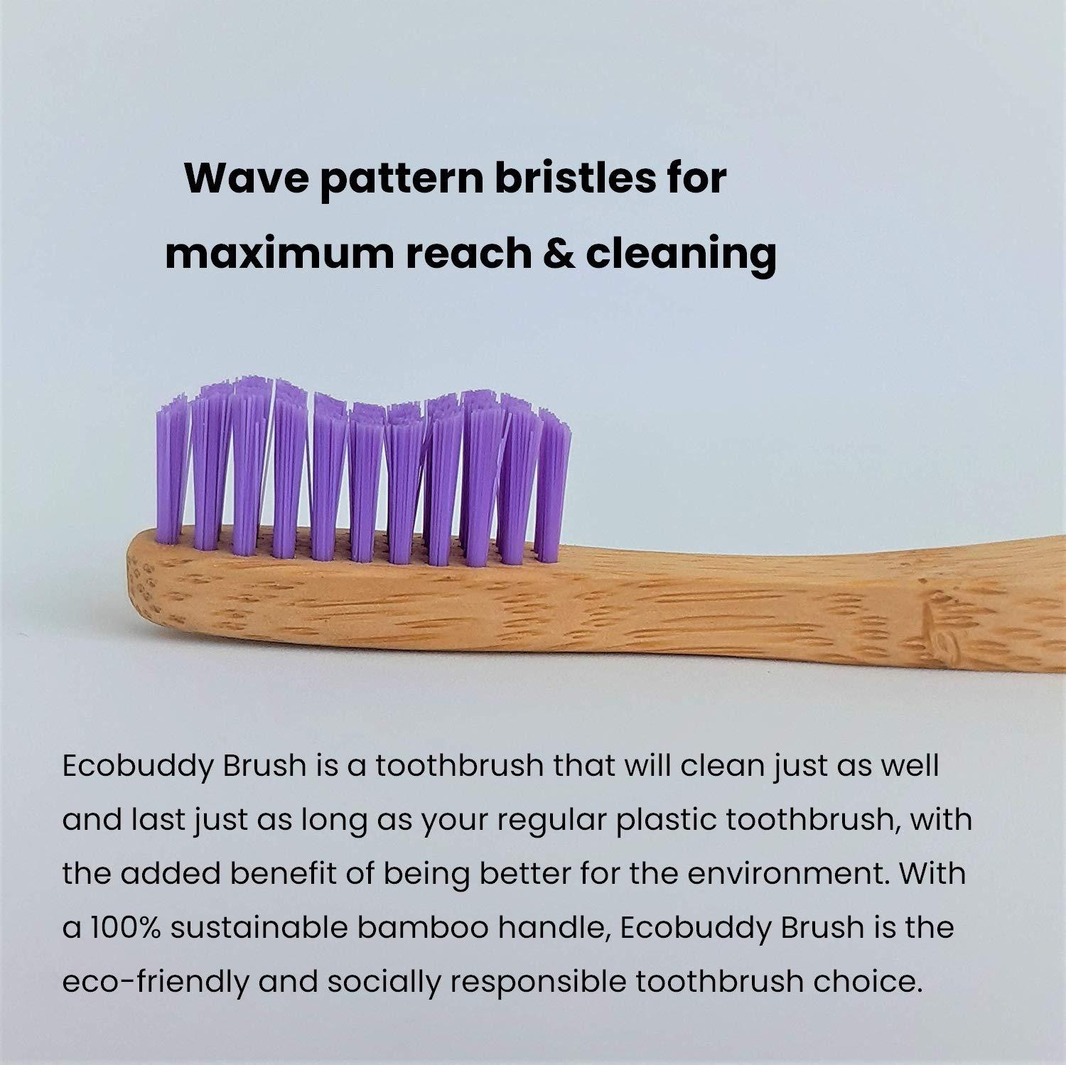 EcoBuddy EcoBuddy Bamboo Toothbrush, Nylon Medium Bristles (Purple)