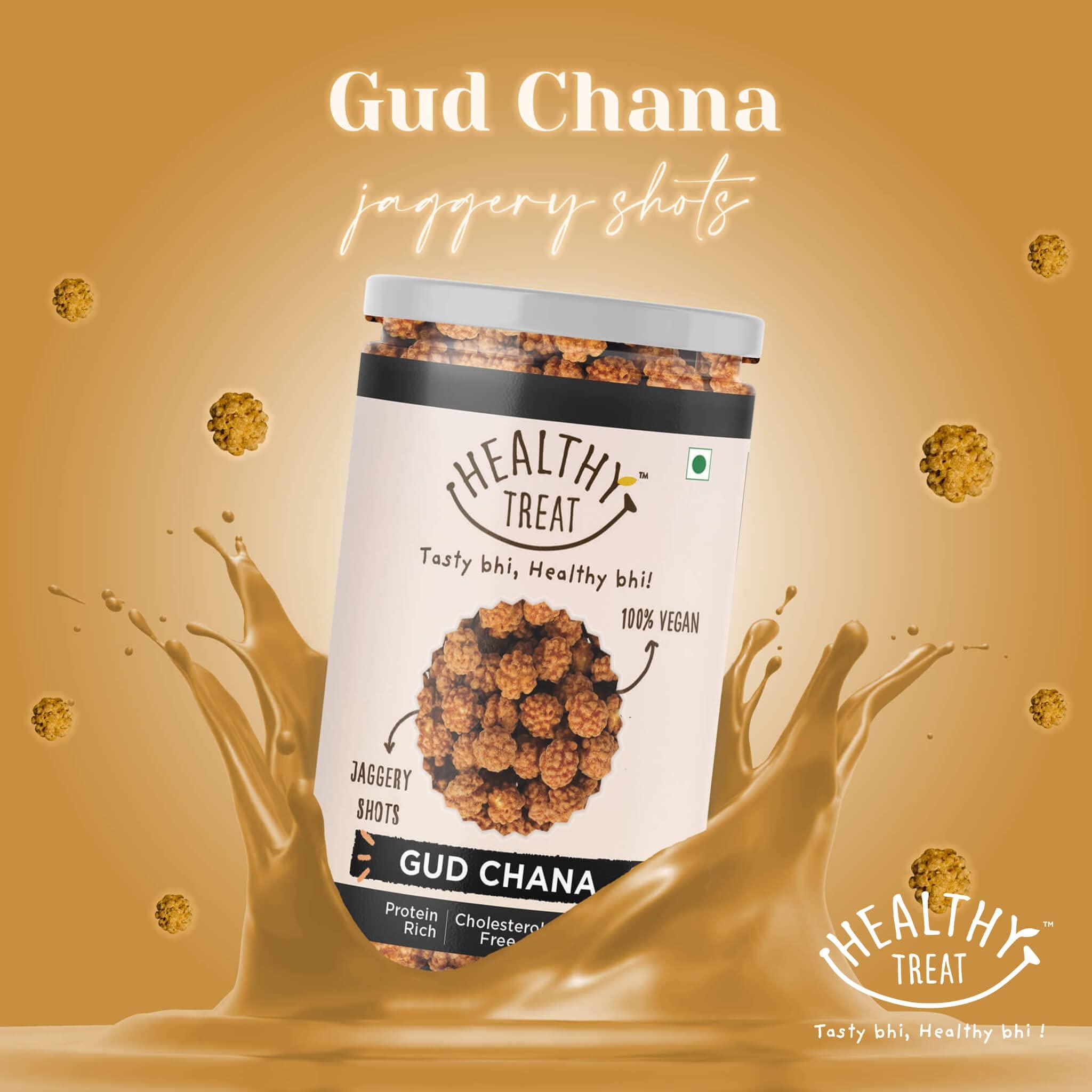 Healthy Treat Healthy Treat Gur Chana 600gm | Jaggery Coated Chana | Gud Chana | Roasted Chickpeas with Natural Jaggery | Immunity Booster | Delicious and Healthy Gur Chana Snacks | Perfect for Snacking Anytime
