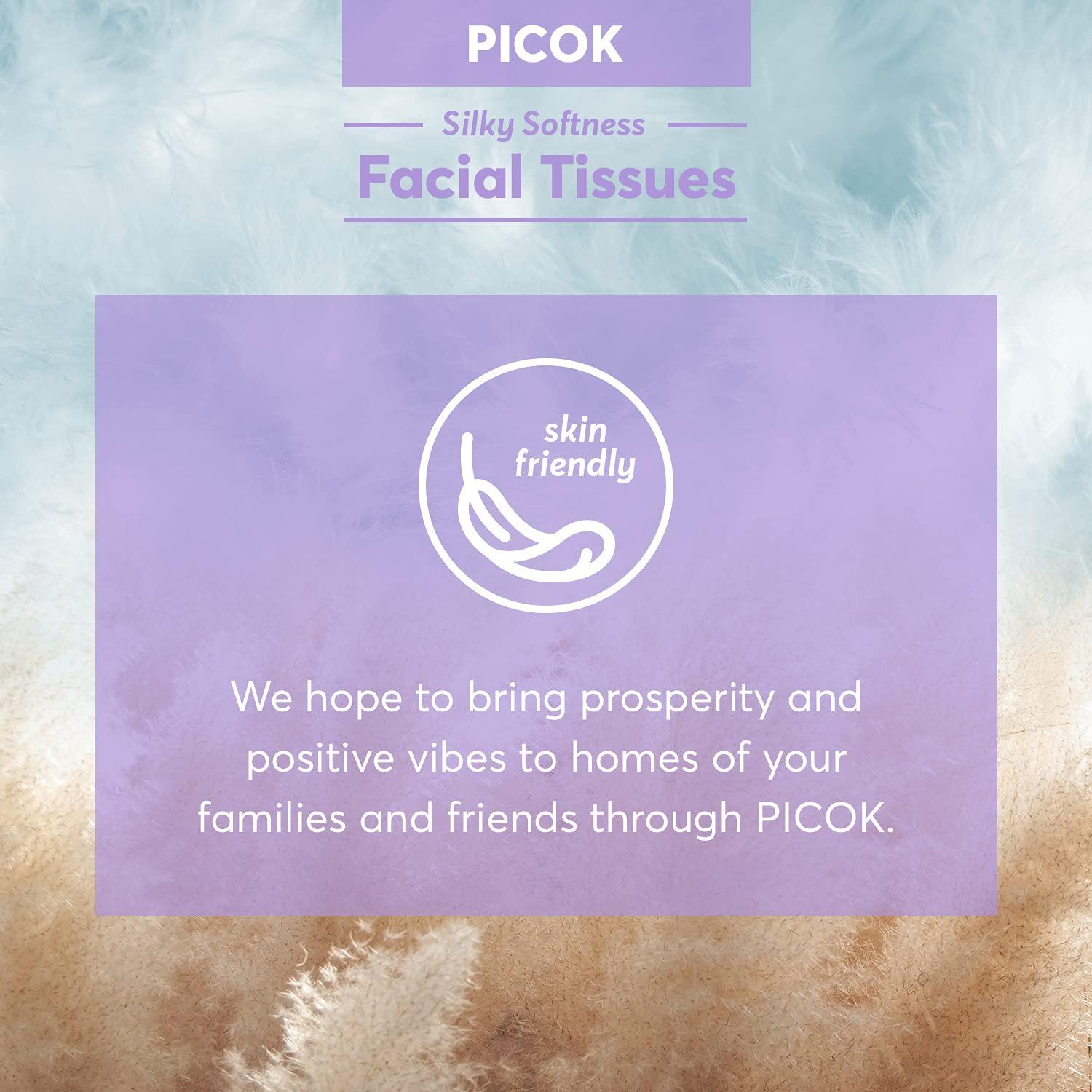 Picok Picok Silky Soft Facial Tissues (150 X 3box), Silky Touch,100% Natural Virgin Pulp, Made in Korea