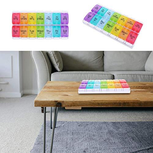 EXCEART EXCEART 14 Grids 7 Days Pill Box Organizer Weekly Pill Organizer Large Pill Organizer Pill Cases Meds Box Pill Box Case