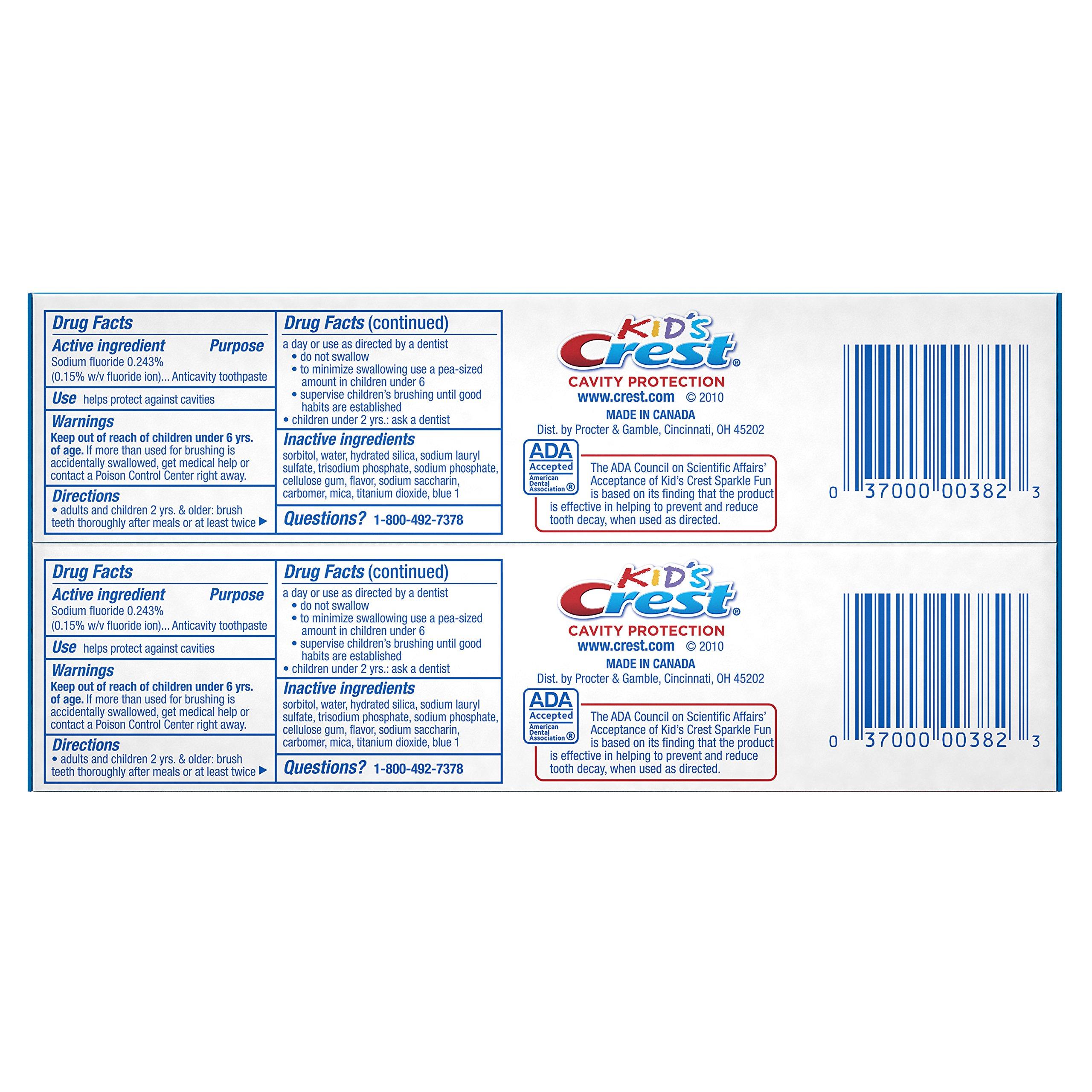 Crest Crest Kids Cavity Protection Sparkle Fun Flavor Toothpaste 4.6 Oz Twin, 0.66 Pound