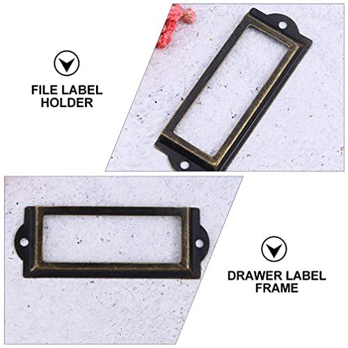 TOPBATHY TOPBATHY 24pcs Copper Metal Card Holder Drawer Pull Drawer Tag Label Holders Label Frame Card Pull Handles for Office Library File Cabinet Accessories