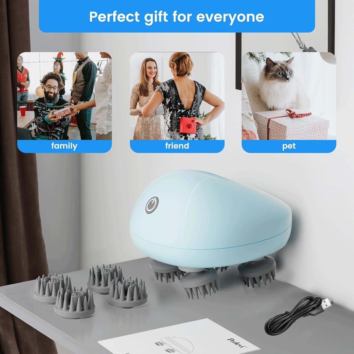 KRLZ KRLZ Handheld Head Massager, Electric Scalp Massager for Self-Care or Headaches Handheld Head Scratcher for Stress Relief, Deep Cleaning, Full Body Massage