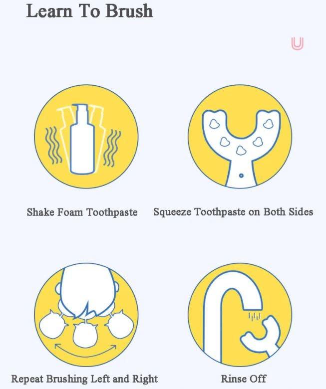 Diniva Diniva Kids U-Shaped Toothbrush, Food Grade Soft Silicone Brush Head, Oral Teeth Cleaning Full Mouth Toothbrush Design for 2-9 Year Toddlers and Children (Blue)