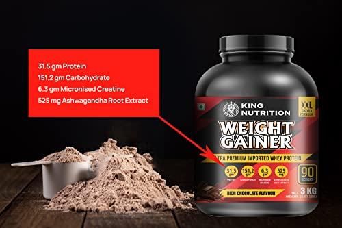 AXIR LIFE SCIENCE KING NUTRITION WEIGHT GAINER WITH ENZYME AND ASHWAGANDHA EXTRACT (RICH CHOCOLATE FLAVOUR, 3)