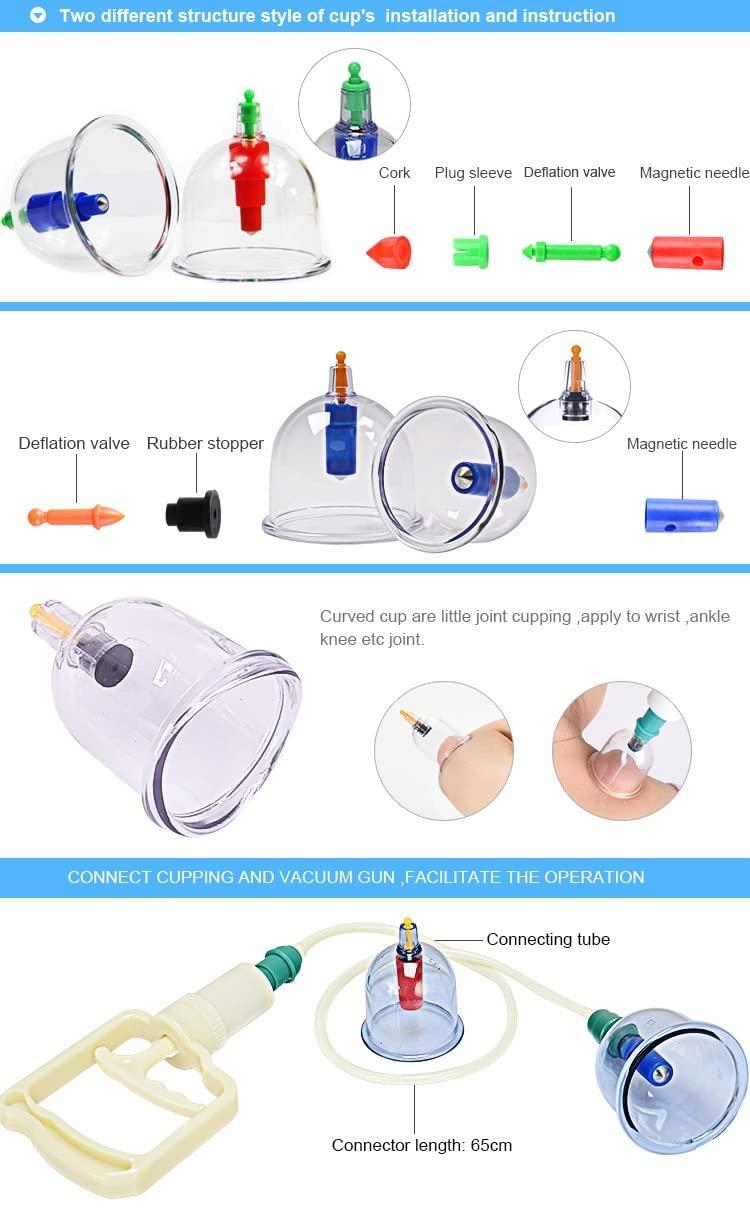4beauty Therapy 4beauty Therapy Vaccum Cupping Therapy Set - Chinese Traditional Healthy Body Vacuum Acupuncture Cupping for Cellulite Cupping Massage (SET OF 12)