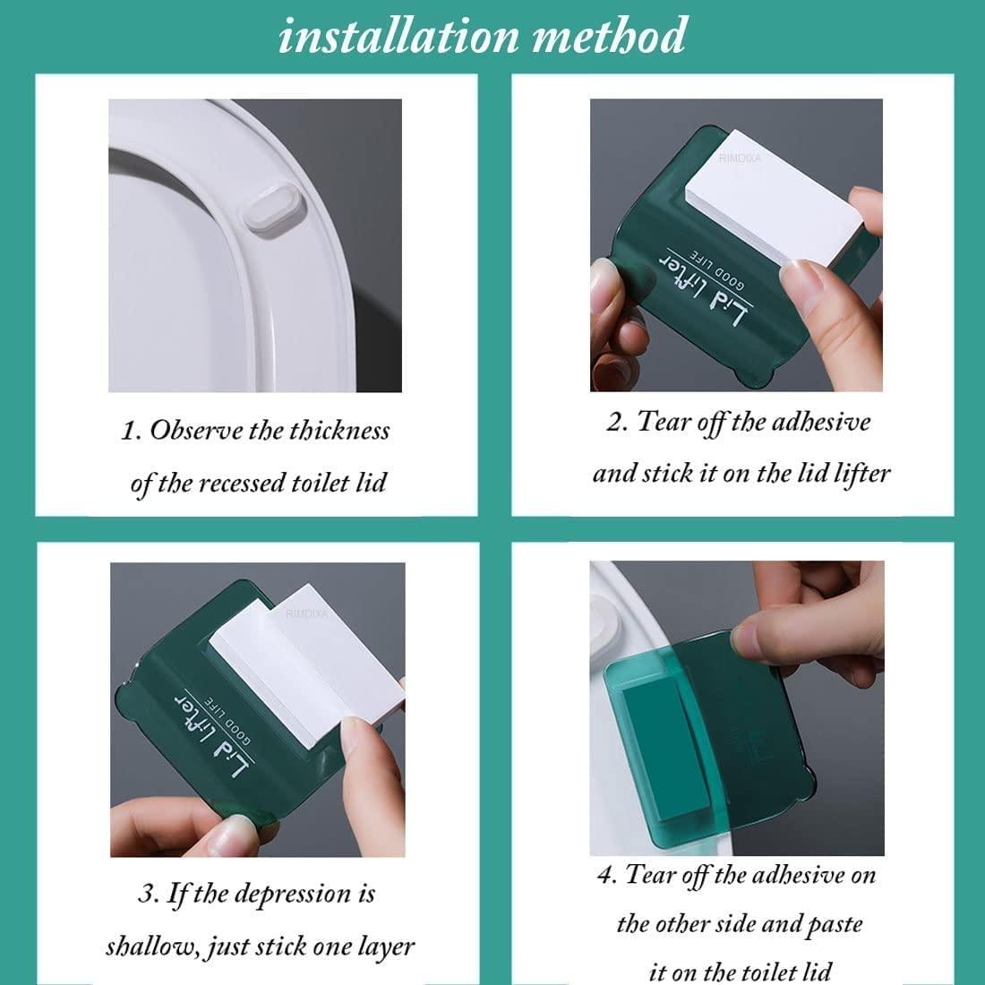 RIMDIXA RIMDIXA Toilet Seat Lifter Self-Adhesive Toilet Seat Holder with Double Tape Toilet Seat Lifter Handle Clip Water Closet Toilet Lifter Avoid Direct Contact with Cover & Seat (Multicolor) (3)