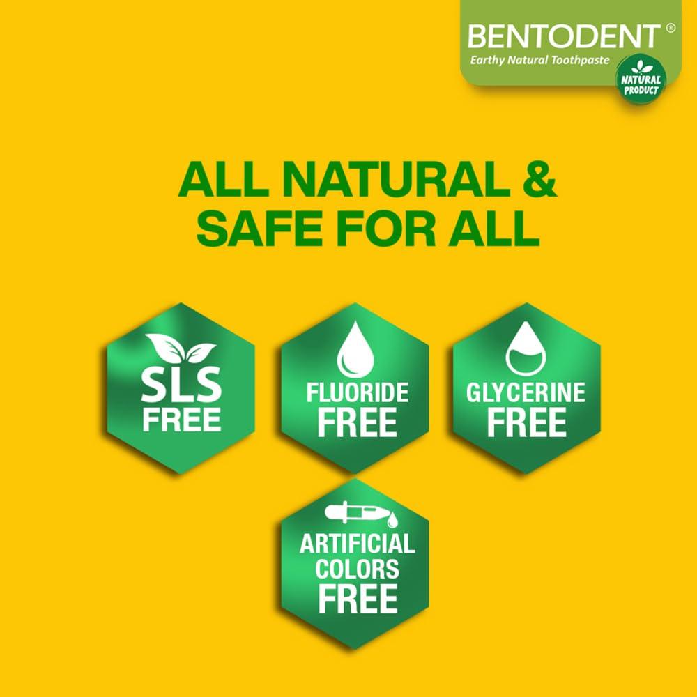 BENTODENT TOOTHPASTE BENTODENT TOOTHPASTE 100% Natural Kids Mango Twin Toothpaste, Fluoride Free, Sls Free, Complete Oral Care Protection For Kids, Fresh Breath, Best Toothpaste For Kids 2+ Years 100G Each
