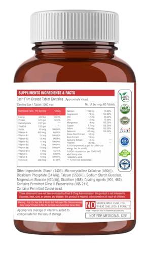 The Body Reserve The Body Reserve Plant-Based Biotin Tablets - 60 Veg Tablets, Biotin from Sesbania Extract with Amla & Grapeseed - Supports Hair, Skin, and Nails - For Men & Women