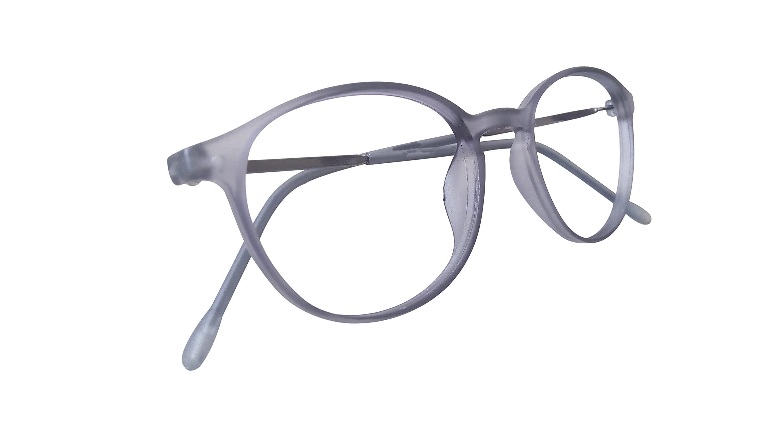 N Specs N Specs Anti Reflective Glasses Grey Coloured TR Fully Light Weight Ovel Type Unisex Frame With Zero Power Reflection Free Computer Glasses (Green Anti Reflected Glass)