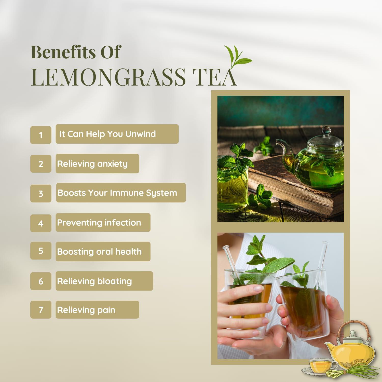 EIGHT PETALLED LOTUS Eight Petals Lotus Lemongrass Herbal Tea | Boost Metabolism | Helps in Acne | Refreshing | Gluten Free | No Chemical | Caffeine Free | 100% Natural | 50g Tin