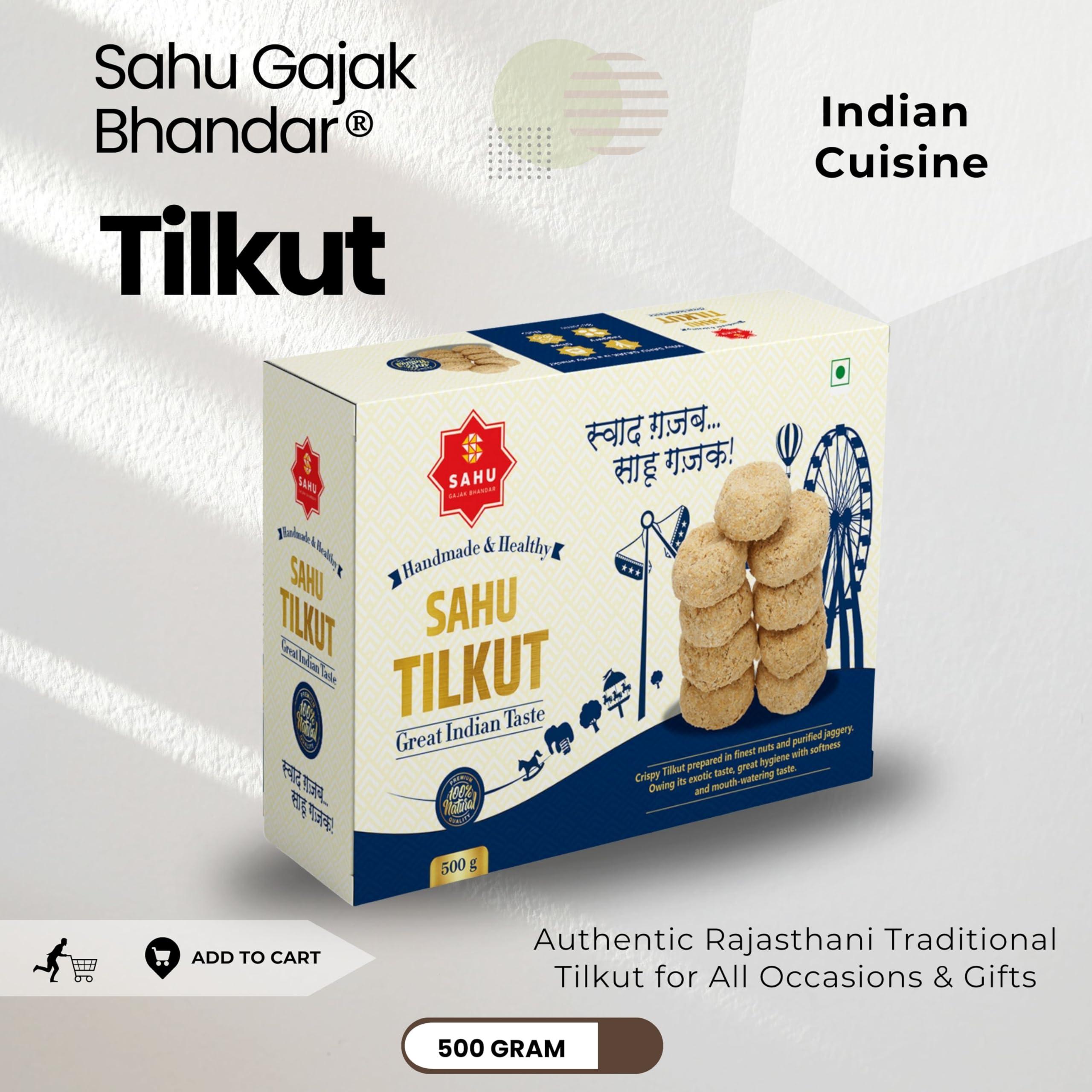 SAHU GAJAK BHANDAR SAHU GAJAK BHANDAR Sahu Tilkut Gajak 500 Gram | Kutema Gajjak | Tilkatri | Tilkoot | Tilkut | Sweets and Snacks | No Added Preservatives